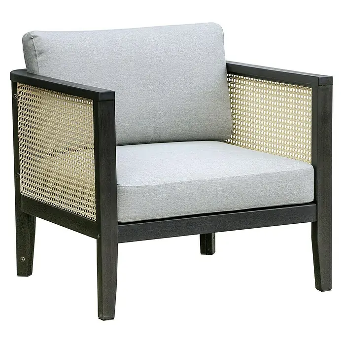 Sunfun Loungesessel Coralie - B x T x H: 72 x 71 x 73 cm, Mattschwarz/Grau - Diagonale Ansicht