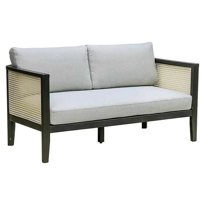 Sunfun Loungesofa Coralie - B x T x H: 134 x 71 x 73 cm, Mattschwarz/Grau - Diagonale Ansicht
