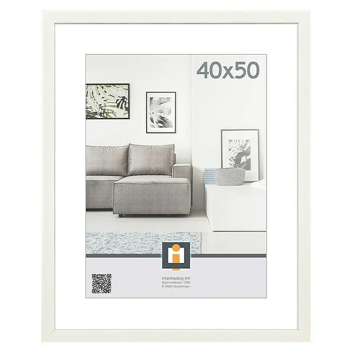 Intertrading Wissellijst Livorno - Wit, 40 x 50 cm - Vooraanzicht