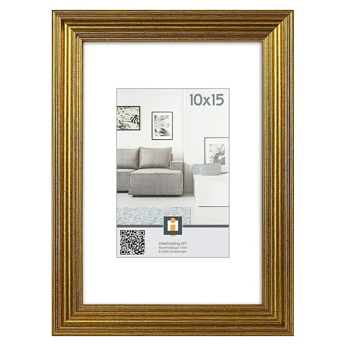 Intertrading Wissellijst Salerno - Goud, 10 x 15 cm - Vooraanzicht