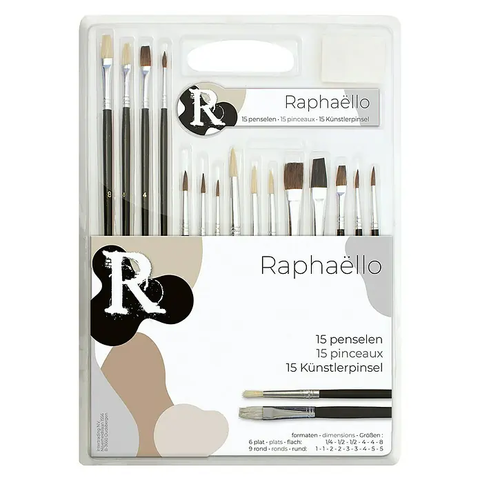 Raphaëllo Set schilderspenselen - 15 -delig - Vooraanzicht