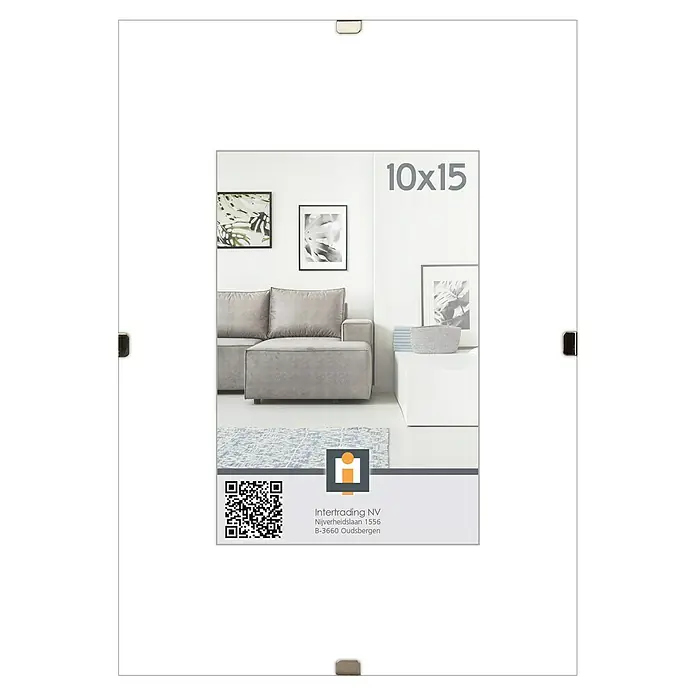Intertrading Randloze fotolijst - Glas, 10 x 15 cm - Vooraanzicht