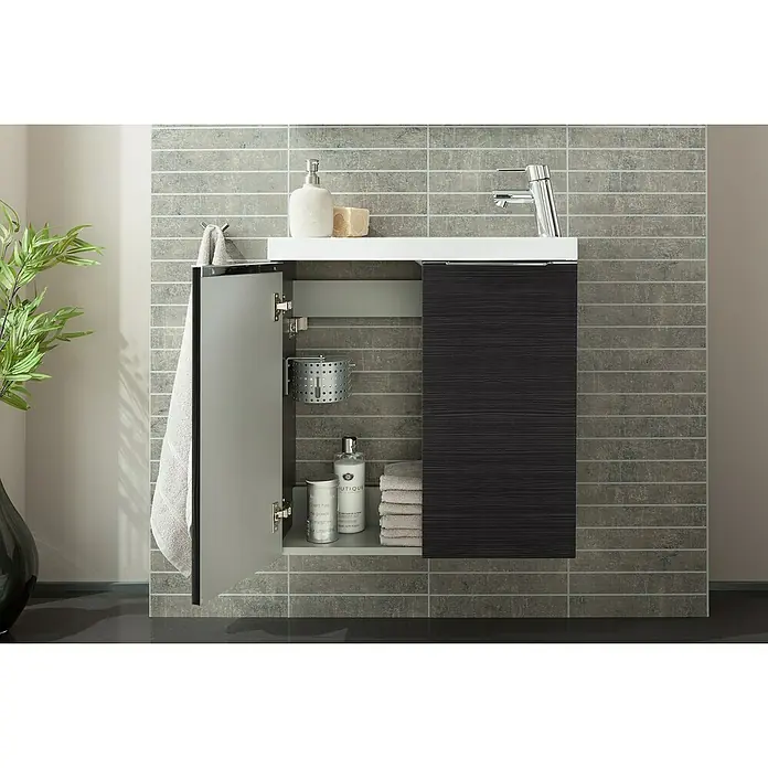 Camargue Fresh Wastafelonderkast - 59,8 x 22,1 x 60,4 cm, Dark oak, Mat - Sfeeropname