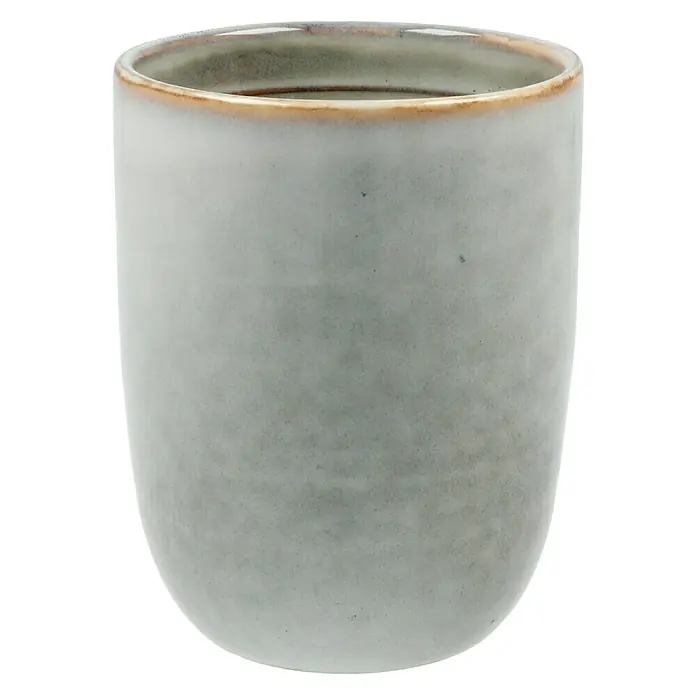 Trinkbecher Tabo - Ø x H: 7,5 x 10 cm, Grau, Keramik - Diagonale Ansicht