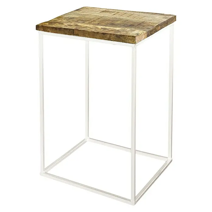 Beistelltisch - 33 x 33 x 45 cm, Mangoholz - Diagonale Ansicht