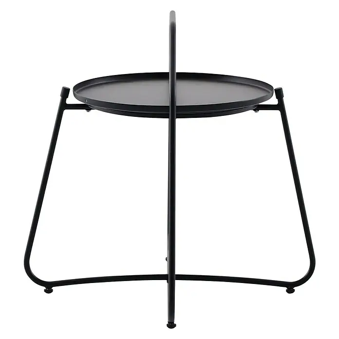 Sunfun Melina Garten-Beistelltisch rund - L x B x H: 60 x 60 x 57,5 cm, Schwarz - Vorderansicht