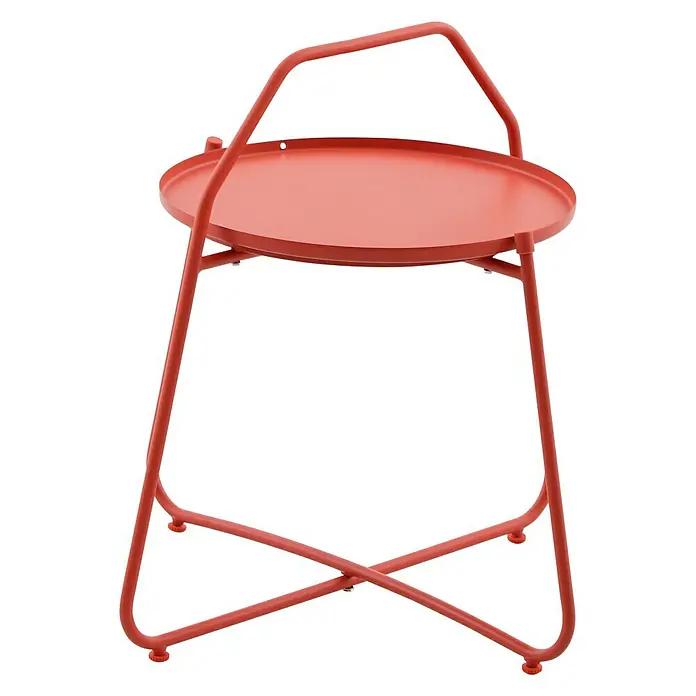 Sunfun Melina Garten-Beistelltisch rund - L x B x H: 60 x 60 x 57,5 cm, Orange - Diagonale Ansicht