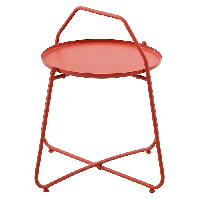 Sunfun Melina Garten-Beistelltisch rund - L x B x H: 60 x 60 x 57,5 cm, Orange - Diagonale Ansicht