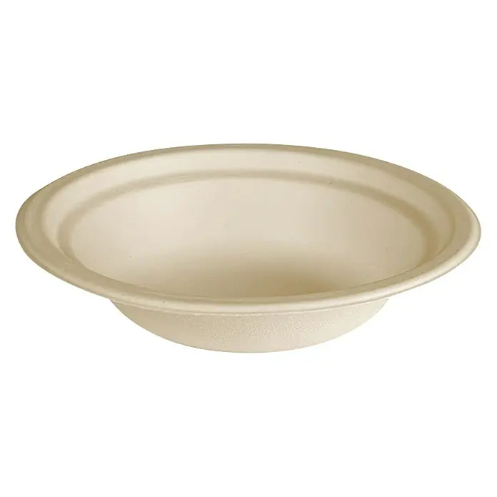 Duni Pappteller Suppenteller Bagasse - 10 Stk., Fassungsvermögen: 400 ml, Zuckerrohrfaser - Vorderansicht