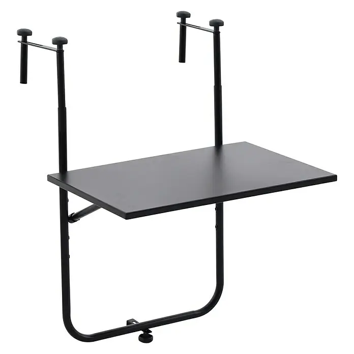 Sunfun Melina Balkon-Hängetisch - L x B: 62 x 60 cm, Schwarz, Klappbar - Diagonale Ansicht