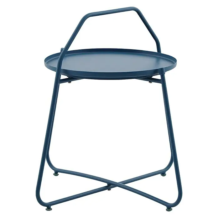 Sunfun Melina Garten-Beistelltisch rund - L x B x H: 60 x 60 x 57,5 cm, Petrol - Diagonale Ansicht