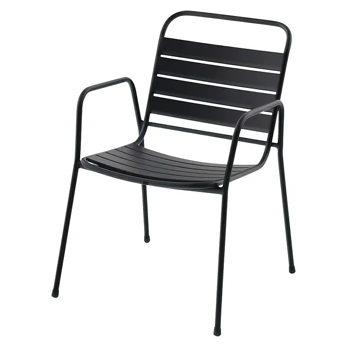 Sunfun Melina Stapelsessel - L x B x H: 64,5 x 56,5 x 84 cm, Schwarz - Diagonale Ansicht