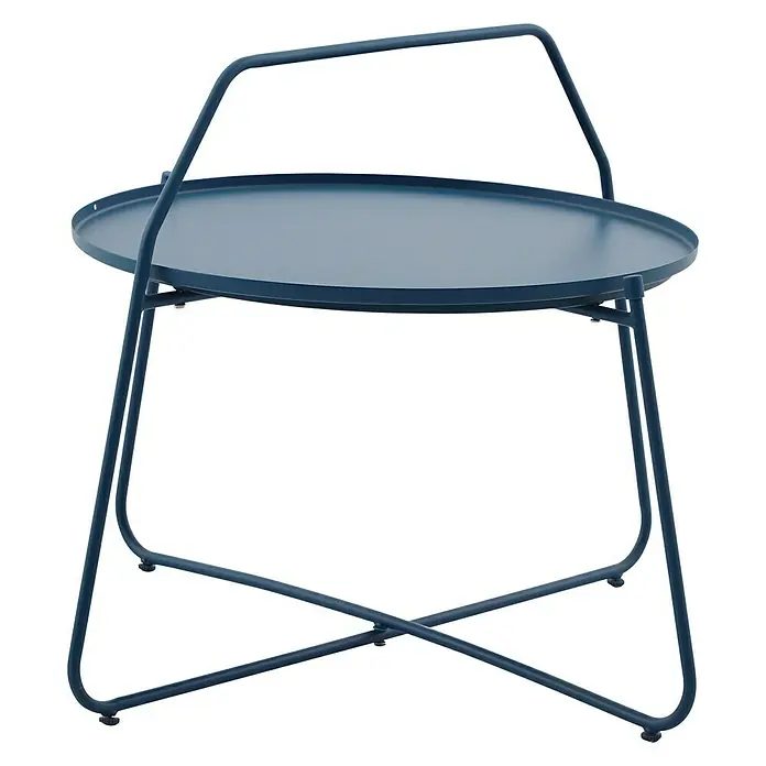 Sunfun Melina Garten-Beistelltisch rund - L x B x H: 80 x 80 x 60,5 cm, Petrol - Diagonale Ansicht