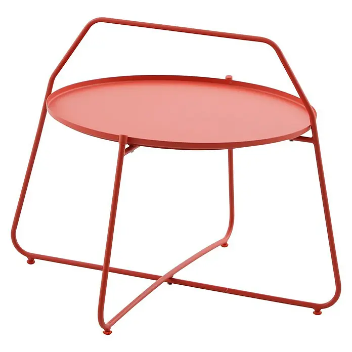 Sunfun Melina Garten-Beistelltisch rund - L x B x H: 80 x 80 x 60,5 cm, Orange - Diagonale Ansicht