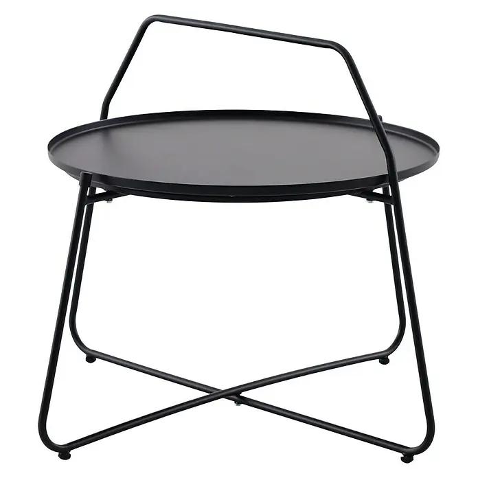 Sunfun Melina Garten-Beistelltisch rund - L x B x H: 80 x 80 x 60,5 cm, Schwarz - Diagonale Ansicht