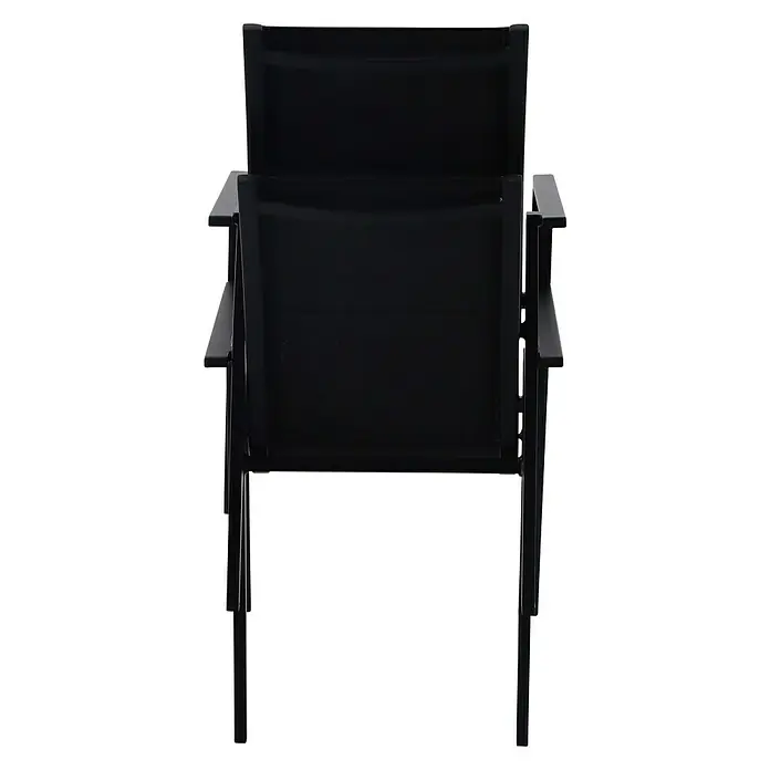 Sunfun Melina Vrtna fotelja koja se može slagati jedna na drugu - D x Š x V: 66 x 56,5 x 91 cm, Aluminij, Naslon od tekstila, Crne boje - Pogled straga