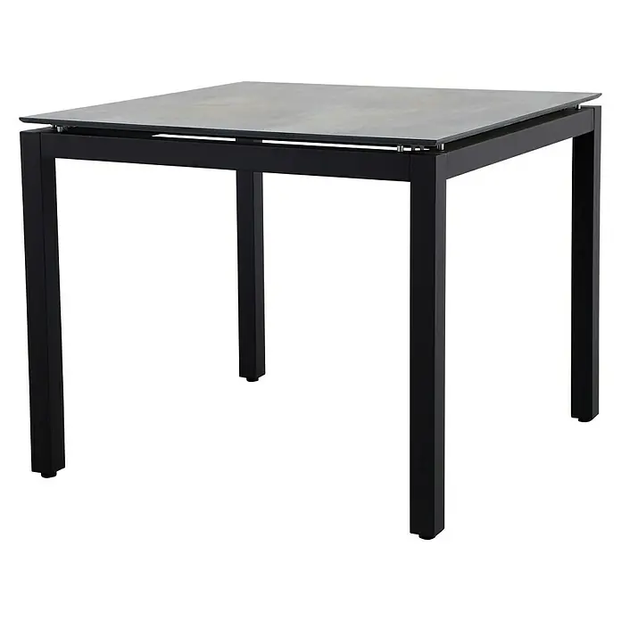 Sunfun Melina Gartentisch - L x B x H: 90 x 90 x 74 cm, Hochdruck-Schichtpressstoff (HPL), Schwarz - Diagonale Ansicht