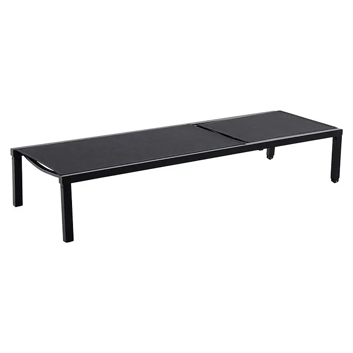 Sunfun Melina Sonnenliege - L x B x H: 196 x 65 x 35 cm, Textilene, Schwarz - Diagonale Ansicht