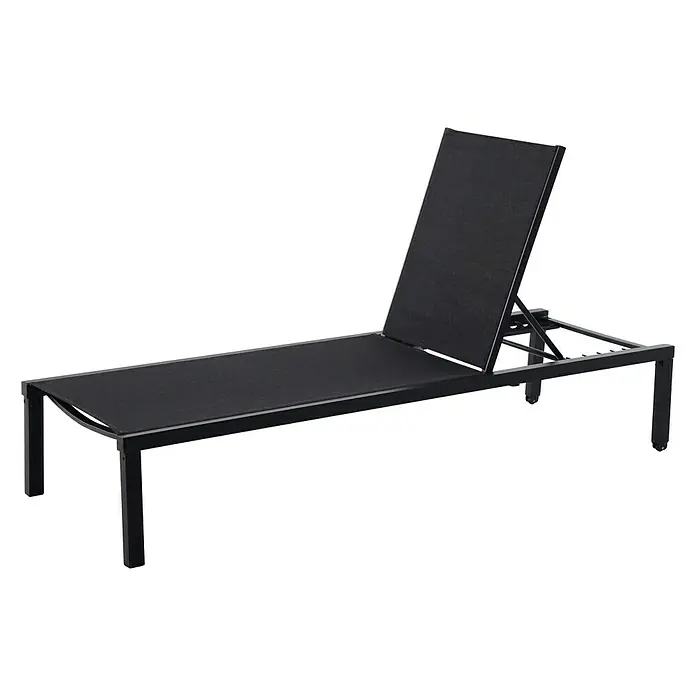 Sunfun Melina Sonnenliege - L x B x H: 196 x 65 x 35 cm, Textilene, Schwarz - Diagonale Ansicht