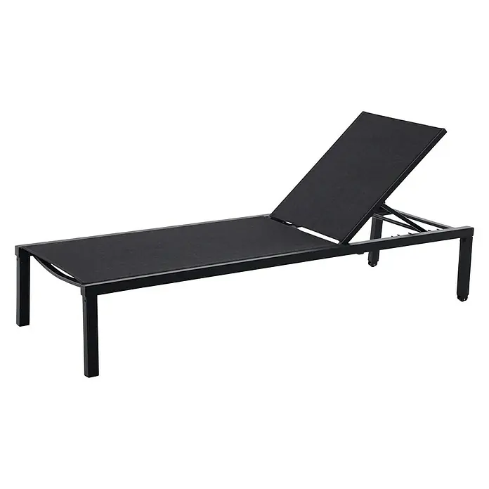 Sunfun Melina Sonnenliege - L x B x H: 196 x 65 x 35 cm, Textilene, Schwarz - Diagonale Ansicht