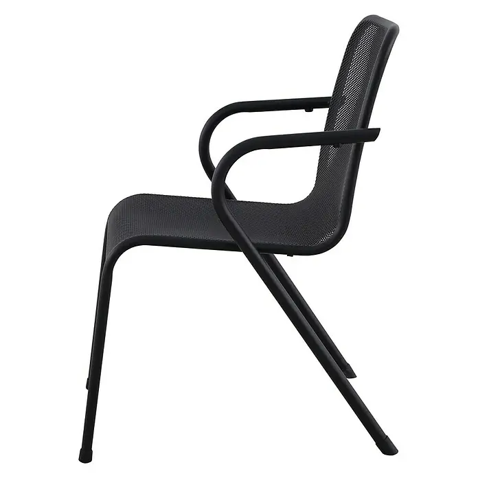 Sunfun Melina Stapelsessel - L x B x H: 66,5 x 52 x 82 cm, Schwarz, Stahl, Streckmetall - Linke Seitenansicht