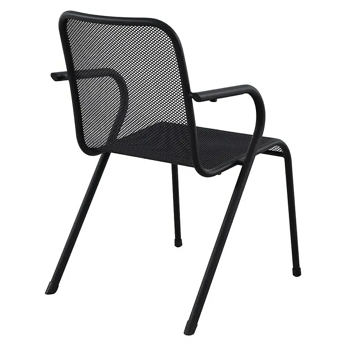 Sunfun Melina Stapelsessel - L x B x H: 66,5 x 52 x 82 cm, Schwarz, Stahl, Streckmetall - Diagonale Ansicht
