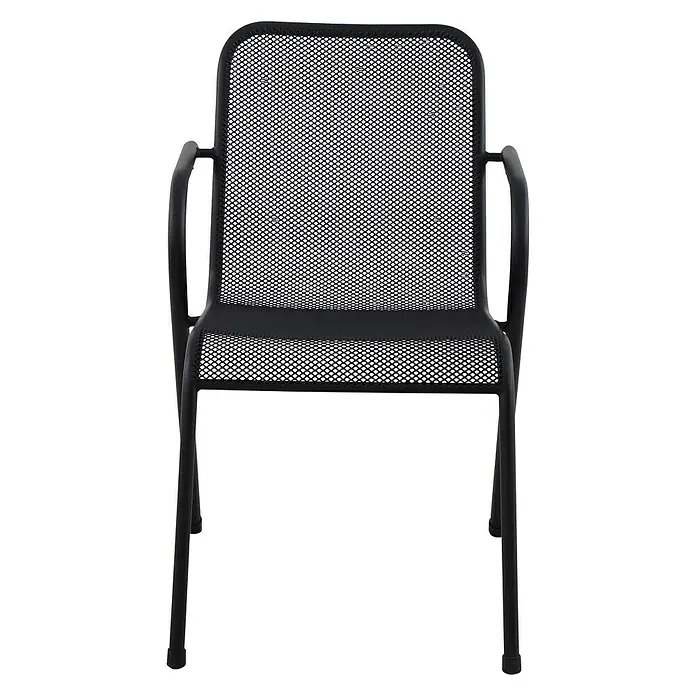 Sunfun Melina Stapelsessel - L x B x H: 66,5 x 52 x 82 cm, Schwarz, Stahl, Streckmetall - Vorderansicht