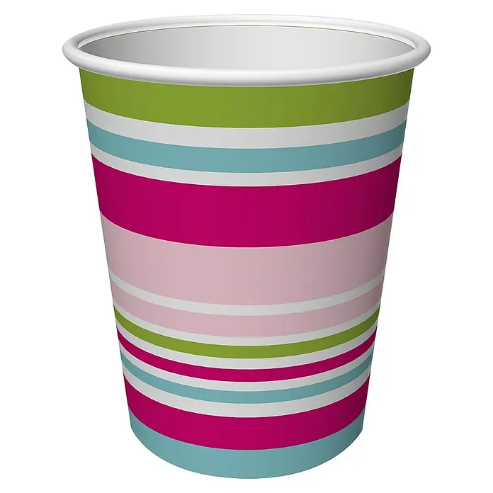 Duni Pappbecher - 10 Stk., Fassungsvermögen: 24 cl, Bright Stripes - Vorderansicht