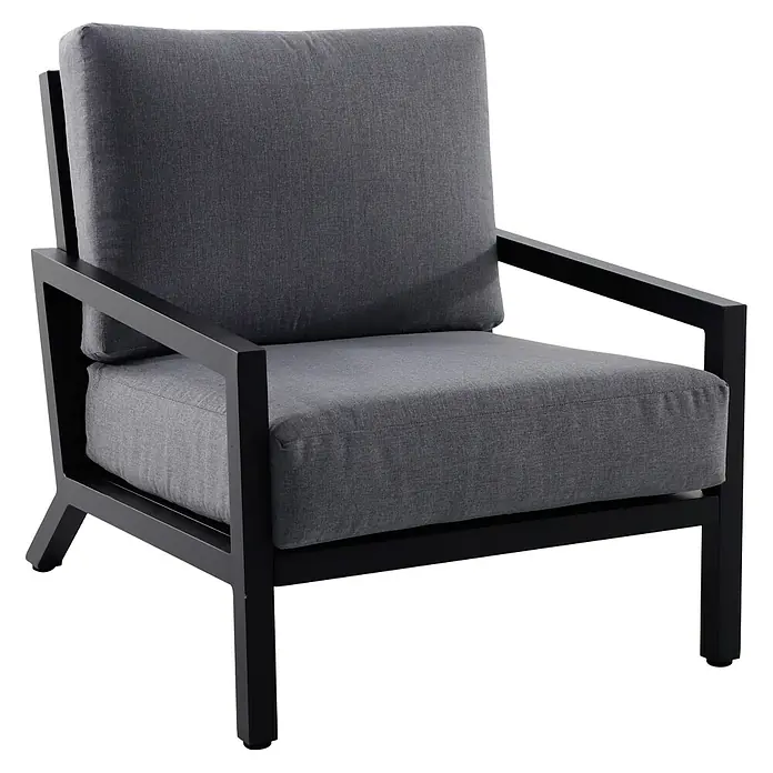 Sunfun Melina Loungesessel - B x T x H: 76,5 x 85 x 76,5 cm, Polyester, Schwarz - Diagonale Ansicht