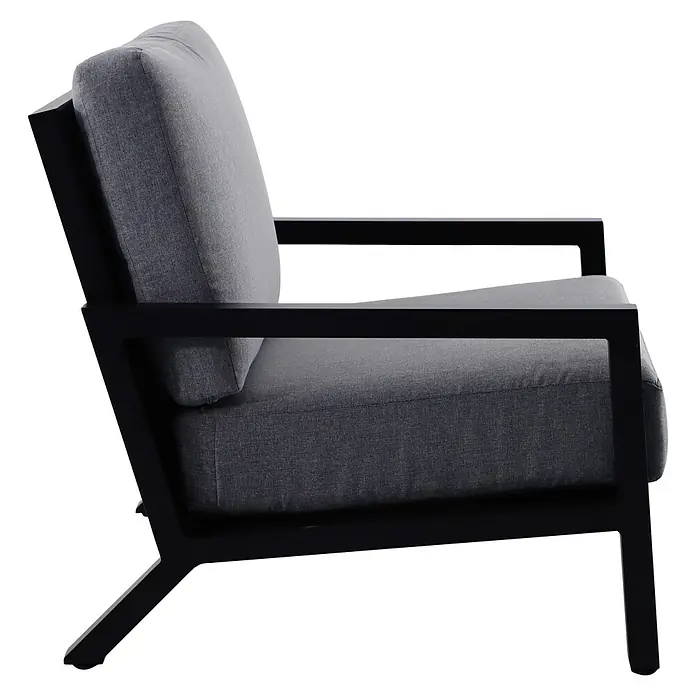 Sunfun Melina Loungesessel - B x T x H: 76,5 x 85 x 76,5 cm, Polyester, Schwarz - Rechte Seitenansicht