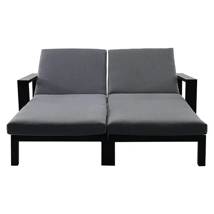 Sunfun Melina Sonnenliege - L x B x H: 206 x 162 x 51 cm, Schwarz, Dunkelgrau, Rückenlehne verstellbar - Vorderansicht