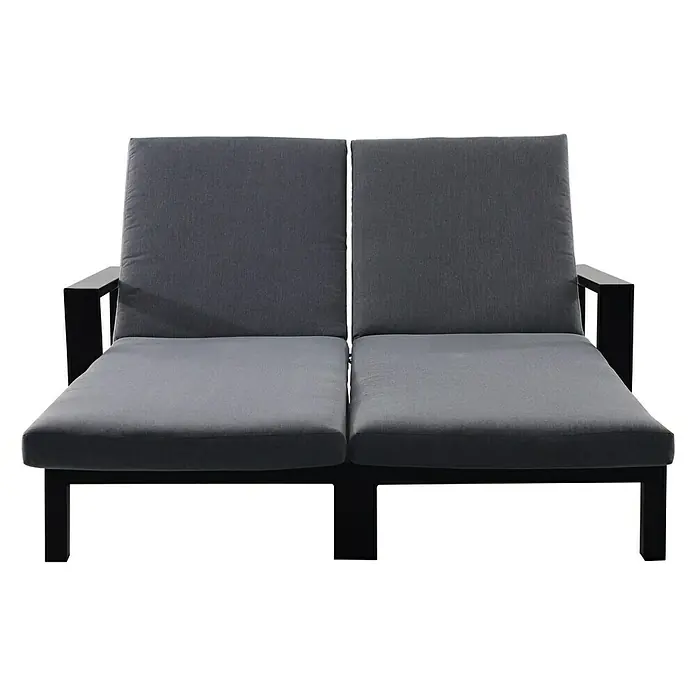 Sunfun Melina Sonnenliege - L x B x H: 206 x 162 x 51 cm, Schwarz, Dunkelgrau, Rückenlehne verstellbar - Vorderansicht