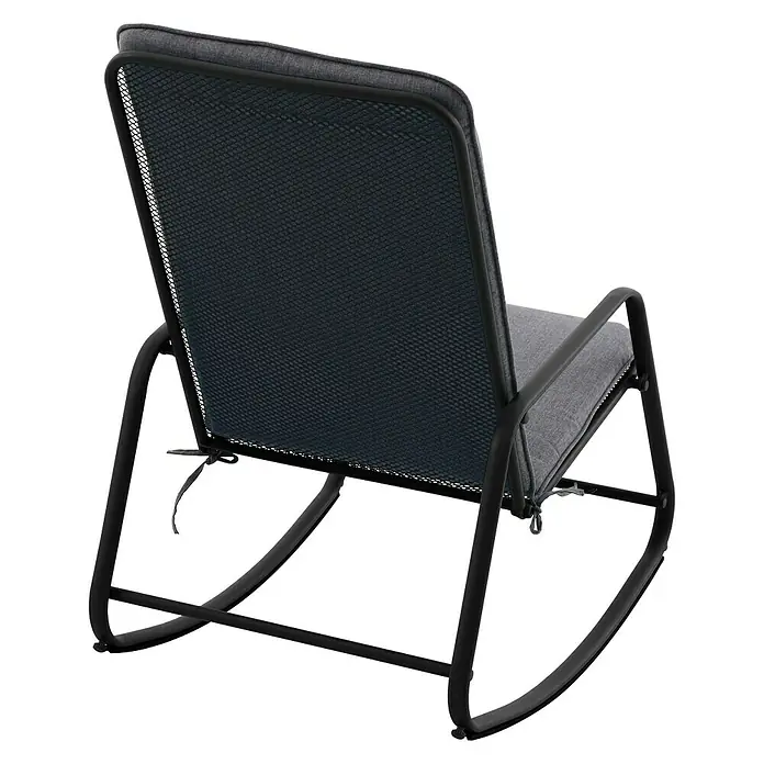 Sunfun Melina Schaukelstuhl - L x B x H: 92 x 58,5 x 91 cm, Streckmetall, Schwarz, Schaukelfunktion - Diagonale Ansicht