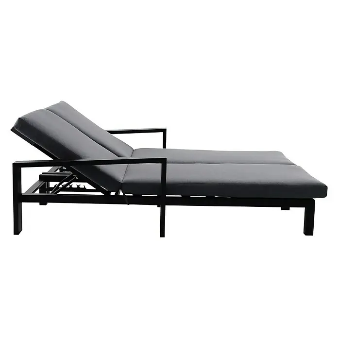 Sunfun Melina Sonnenliege - L x B x H: 206 x 162 x 51 cm, Schwarz, Dunkelgrau, Rückenlehne verstellbar - Rechte Seitenansicht