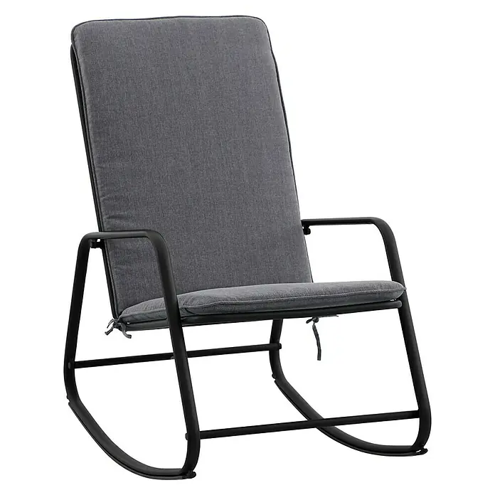 Sunfun Melina Schaukelstuhl - L x B x H: 92 x 58,5 x 91 cm, Streckmetall, Schwarz, Schaukelfunktion - Diagonale Ansicht