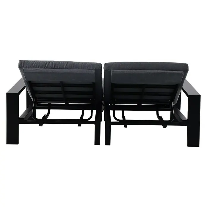 Sunfun Melina Sonnenliege - L x B x H: 206 x 162 x 51 cm, Schwarz, Dunkelgrau, Rückenlehne verstellbar - Rückansicht