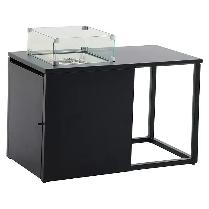 MWH Feuerstelle Palermo - 55 x 100 x 79 cm, Aluminium, Schwarz - Diagonale Ansicht