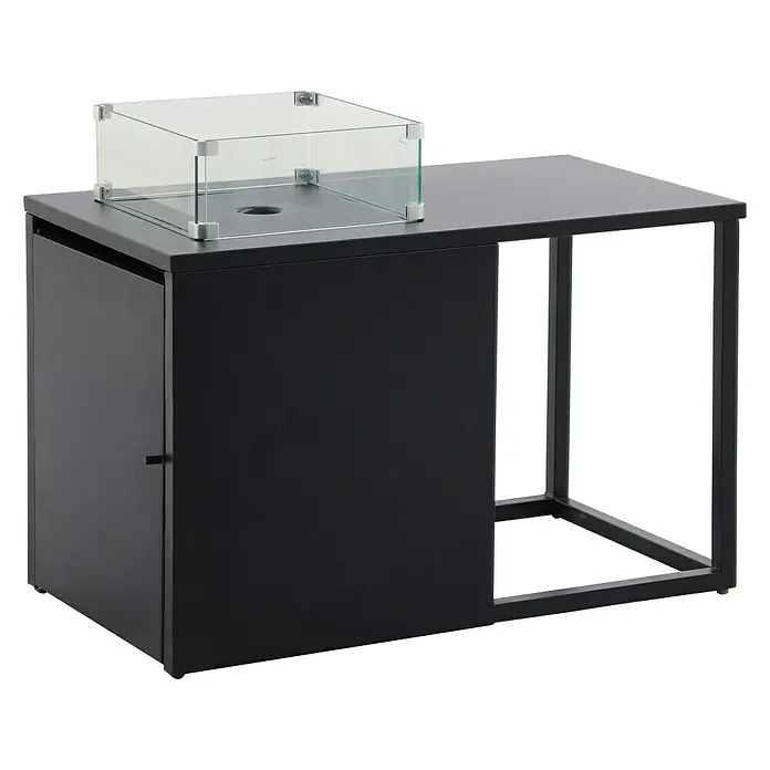 MWH Feuerstelle Palermo - 55 x 100 x 79 cm, Aluminium, Schwarz - Diagonale Ansicht