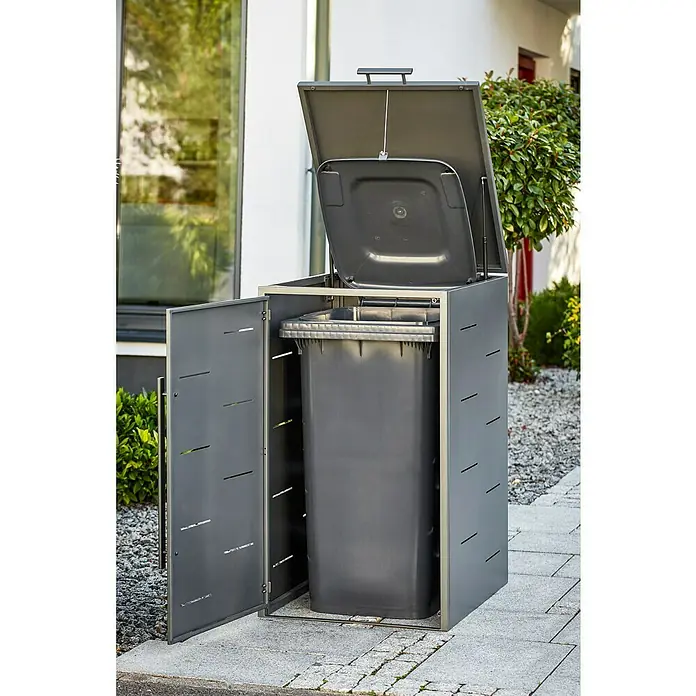 Mülltonnenbox - 67 x 81,5 cm, Stahl, Anthrazit - Stimmungsaufnahme