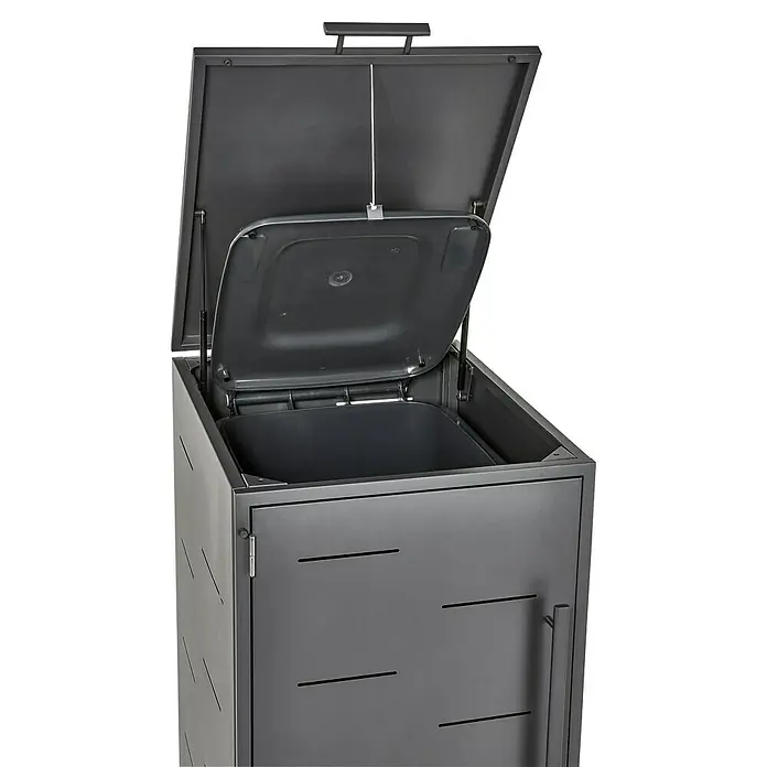 Mülltonnenbox - 67 x 81,5 cm, Stahl, Anthrazit - Diagonale Ansicht