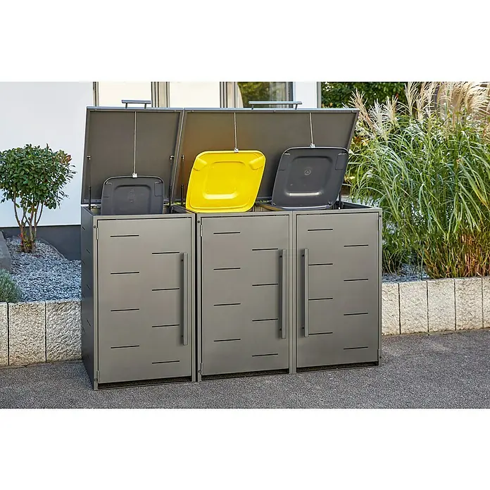 Mülltonnenbox - 67 x 81,5 cm, Stahl, Anthrazit - Stimmungsaufnahme