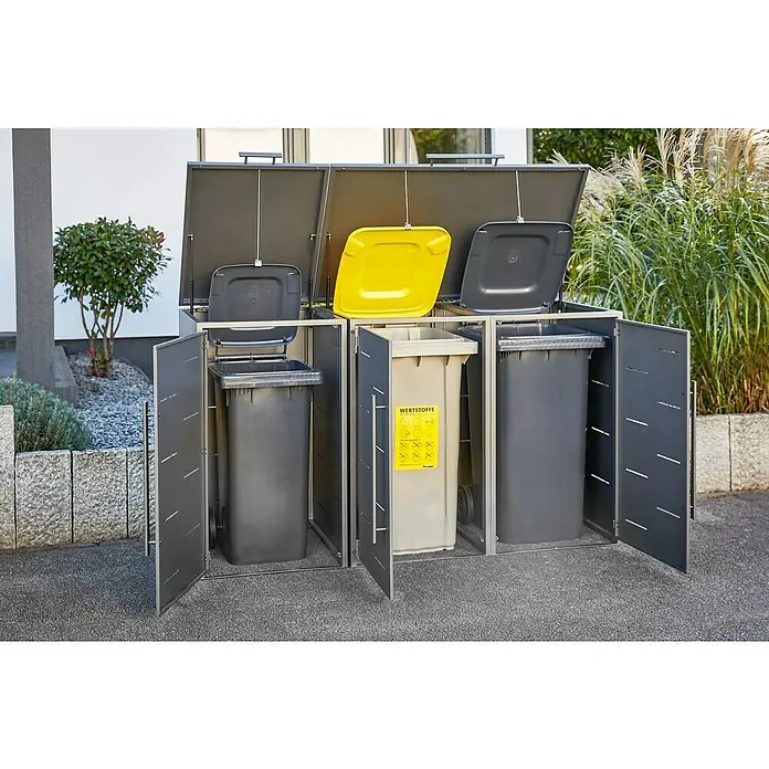 Mülltonnenbox - 67 x 81,5 cm, Stahl, Anthrazit - Stimmungsaufnahme