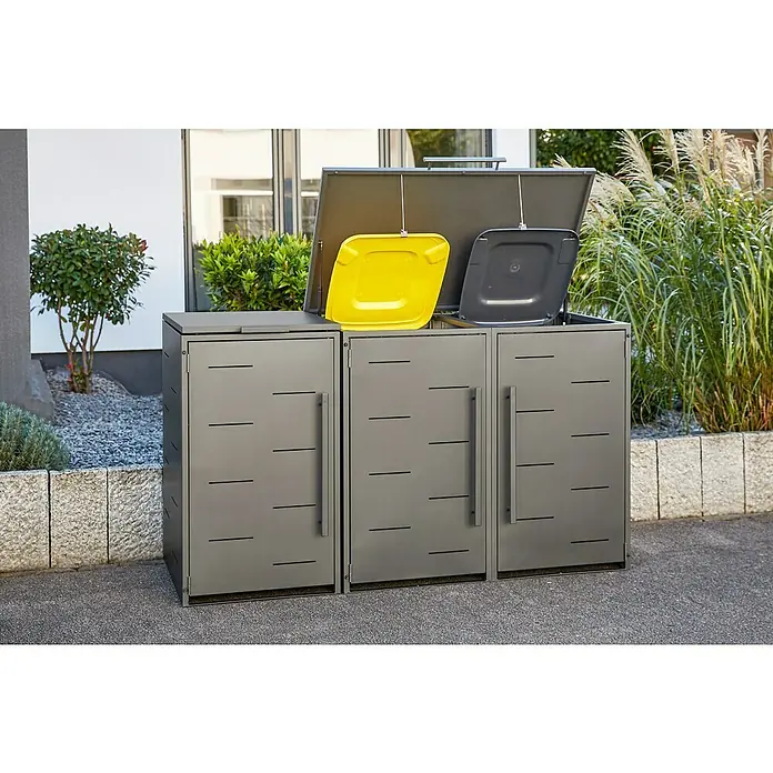 Mülltonnenbox - 67 x 81,5 cm, Stahl, Anthrazit - Stimmungsaufnahme