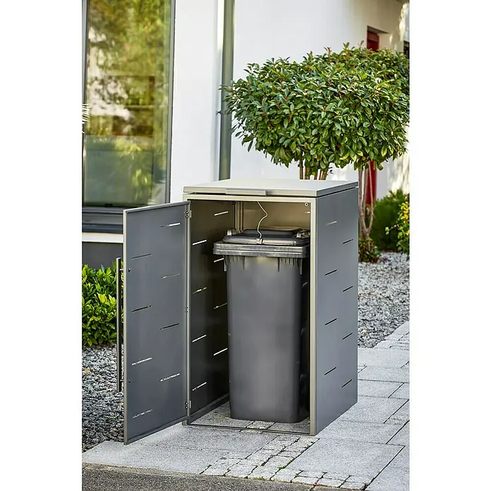 Mülltonnenbox - 67 x 81,5 cm, Stahl, Anthrazit - Stimmungsaufnahme