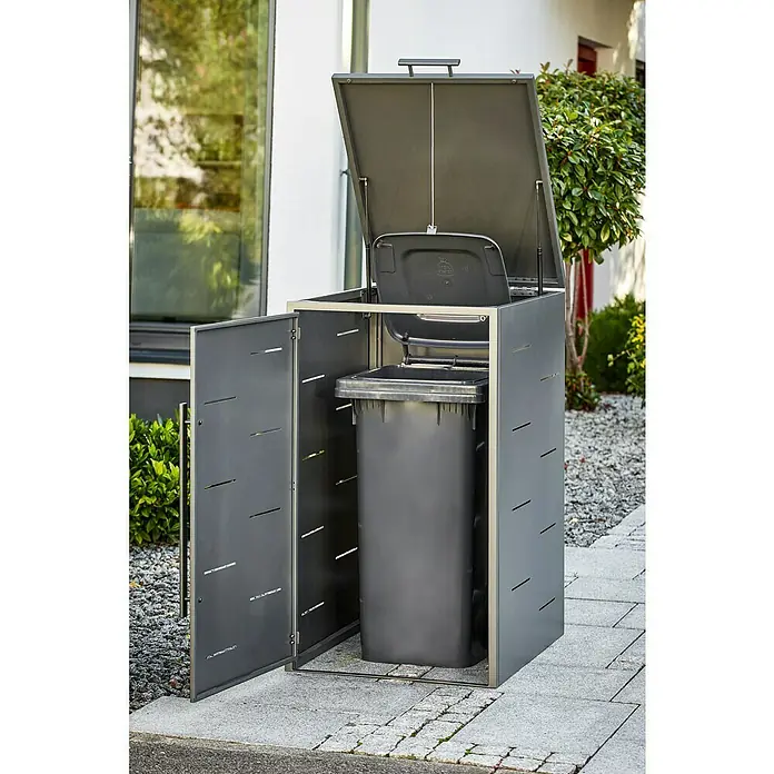 Mülltonnenbox - 67 x 81,5 cm, Stahl, Anthrazit - Stimmungsaufnahme