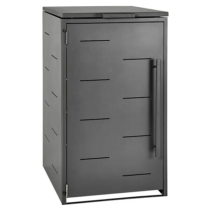 Mülltonnenbox - 67 x 81,5 cm, Stahl, Anthrazit - Diagonale Ansicht