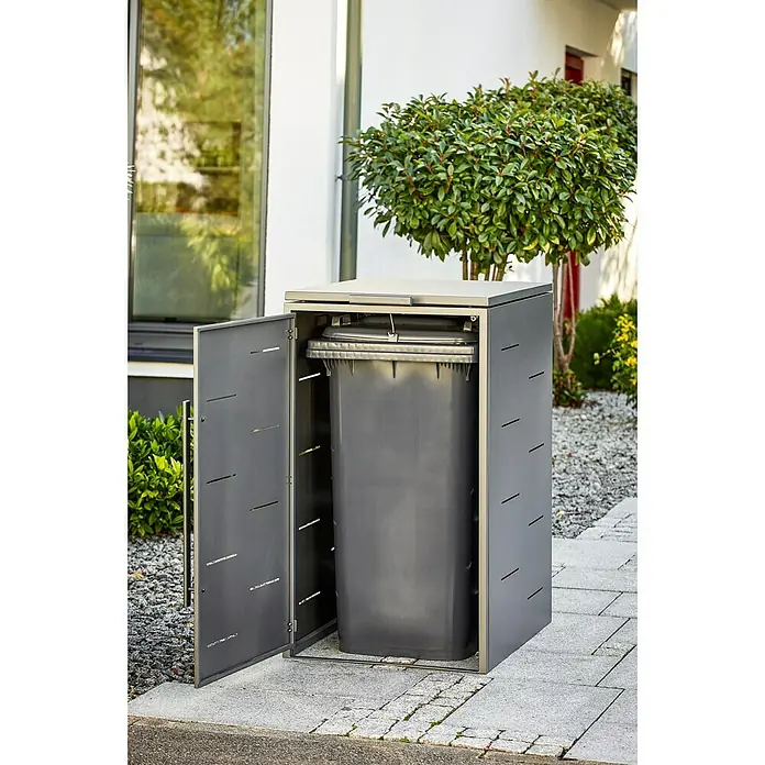 Mülltonnenbox - 67 x 81,5 cm, Stahl, Anthrazit - Stimmungsaufnahme