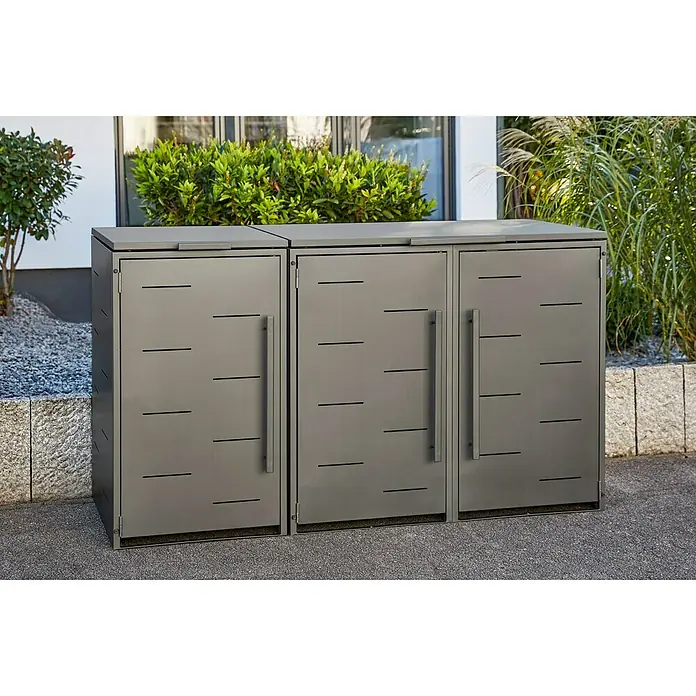 Mülltonnenbox - 67 x 81,5 cm, Stahl, Anthrazit - Stimmungsaufnahme