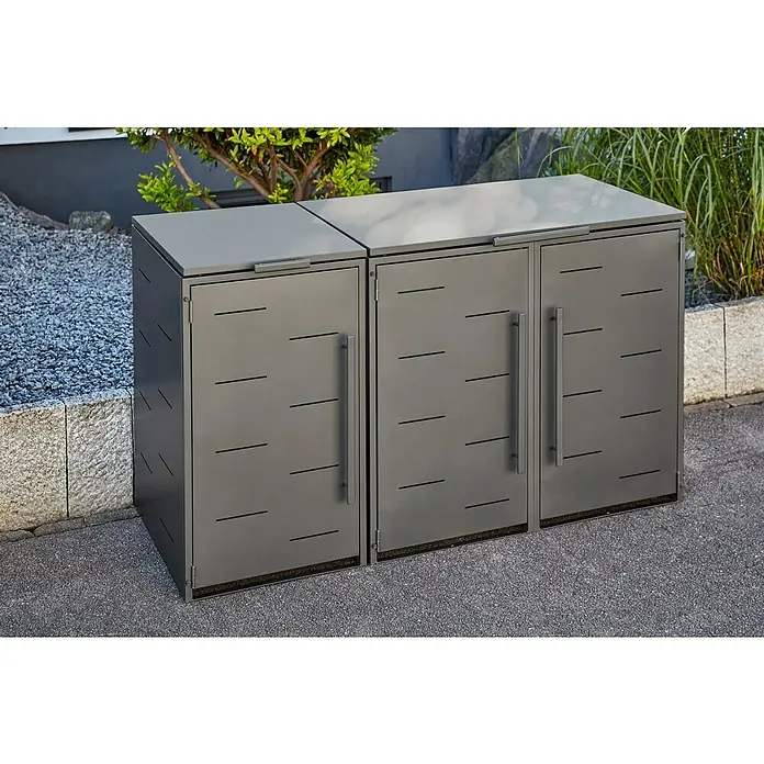 Mülltonnenbox - 67 x 81,5 cm, Stahl, Anthrazit - Stimmungsaufnahme