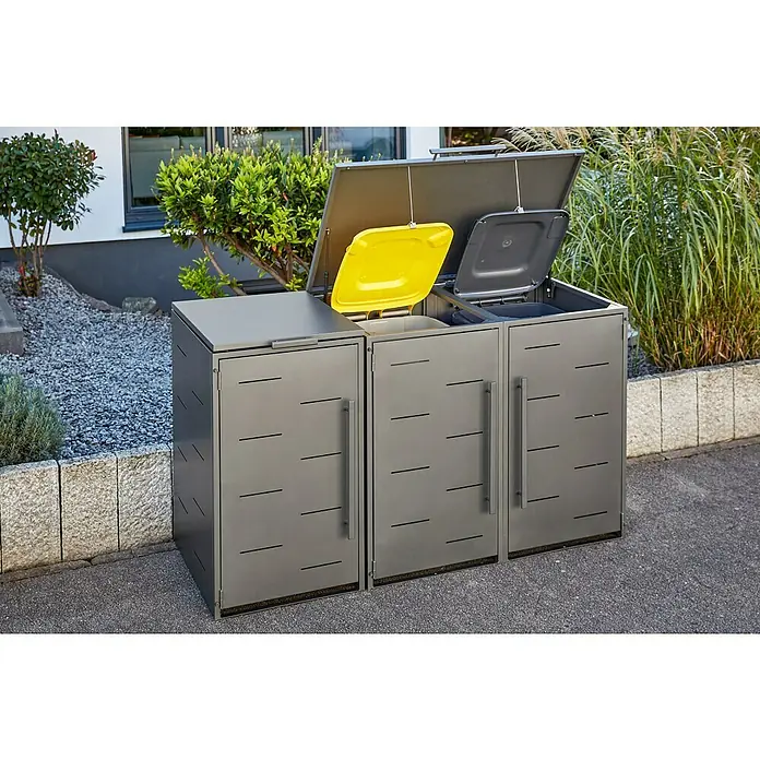 Mülltonnenbox - 67 x 81,5 cm, Stahl, Anthrazit - Stimmungsaufnahme